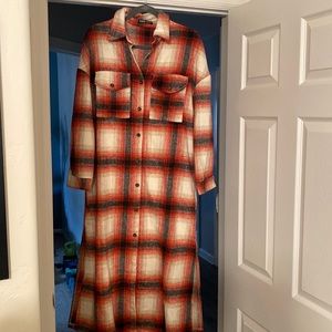 Long Plaid Coat